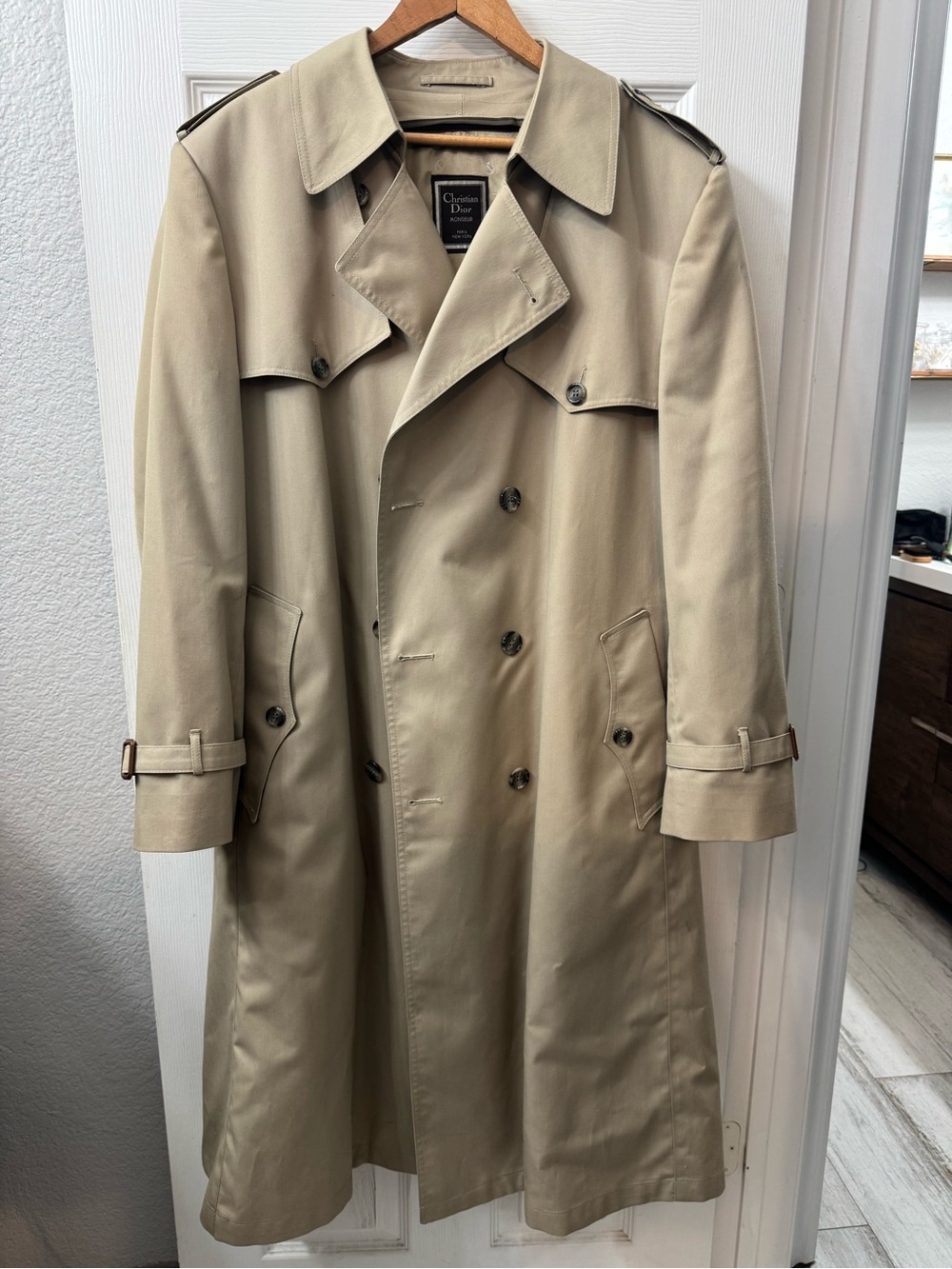 Dior Men’s Khaki-Beige Double-Breasted Trench Coat
